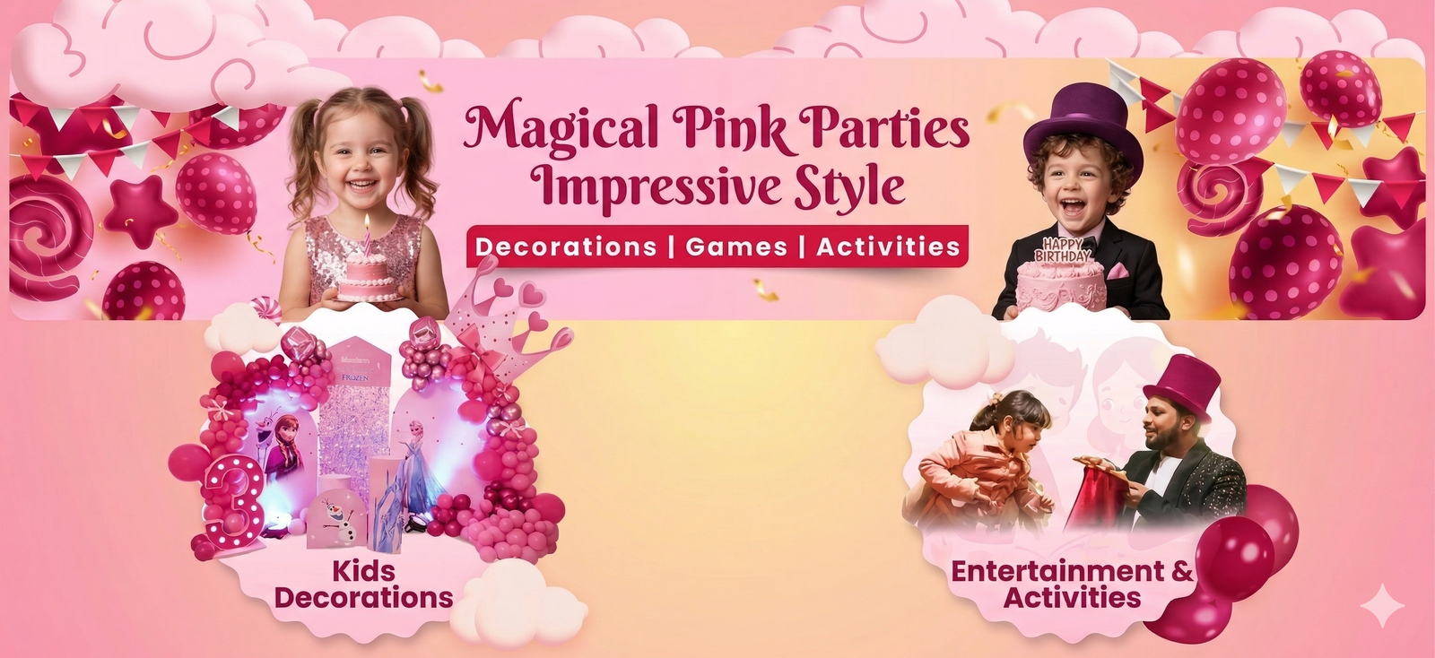 Magical Pink Parties Banner